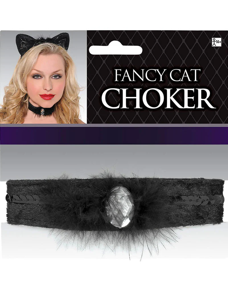 Fancy Black Cat Feather Choker - Image 2