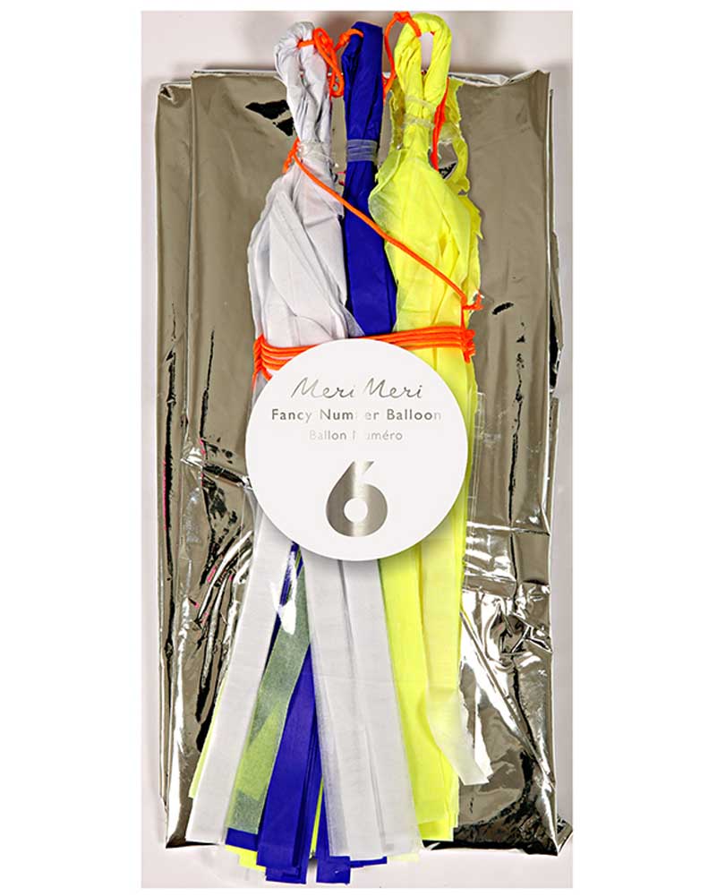 Fancy Number Six Silver Foil Balloon - Image 2