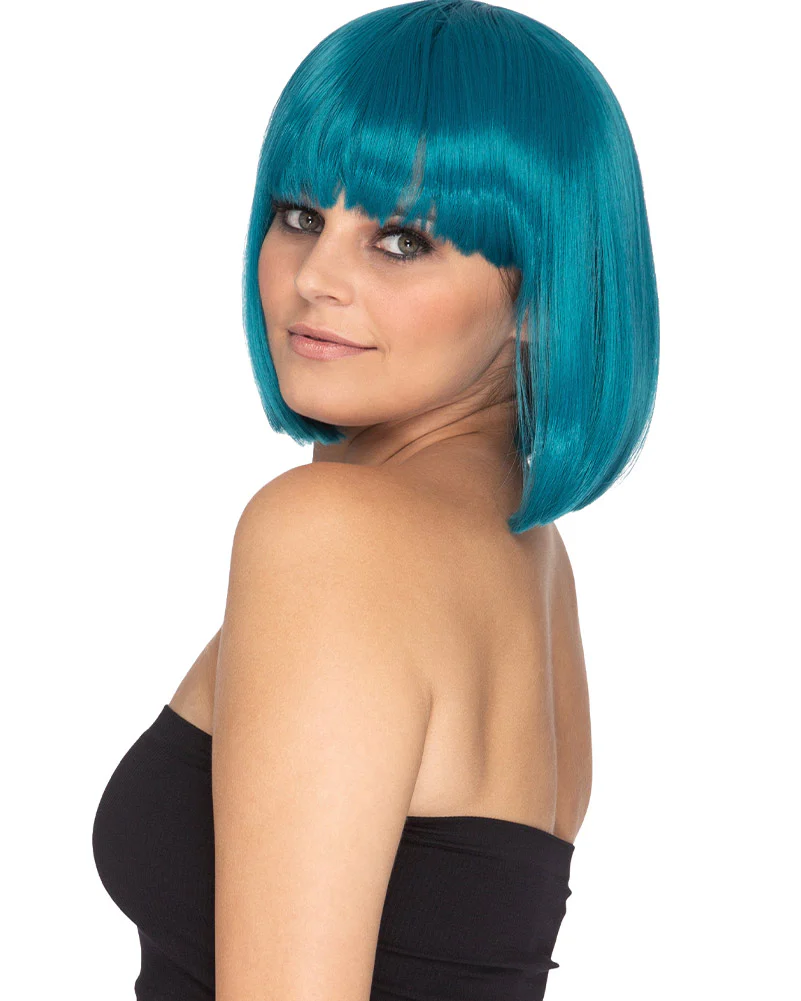 Fashion Deluxe Teal Bob Wig - Image 2