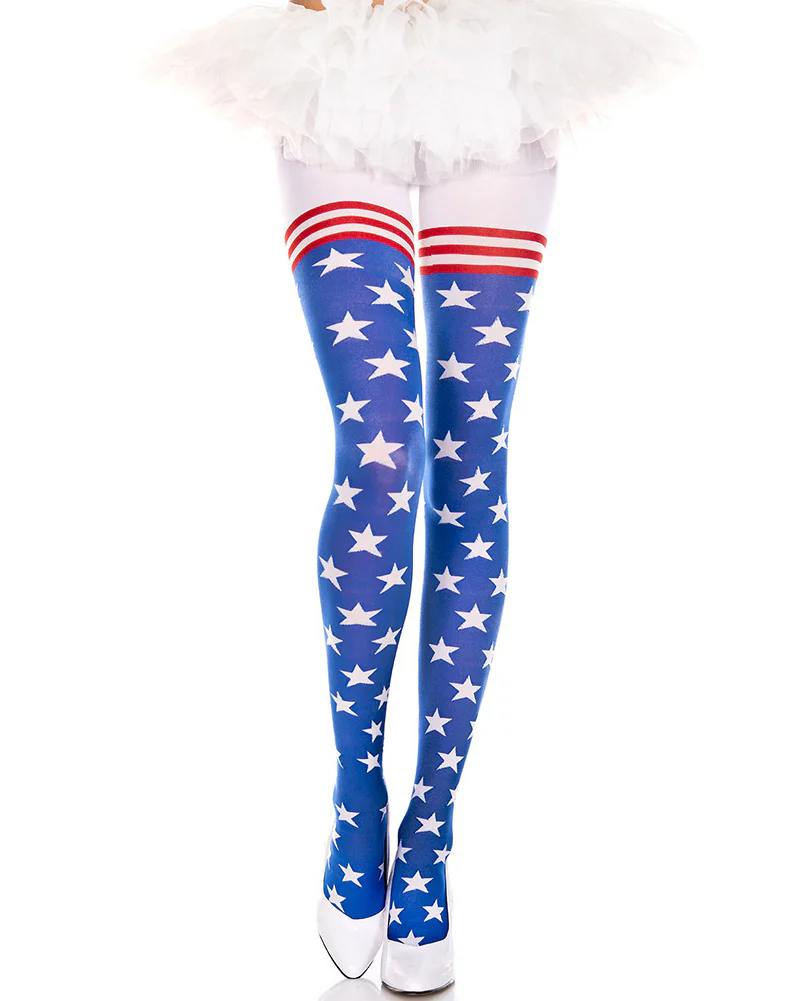 Flag Print Spandex Pantyhose - Image 2