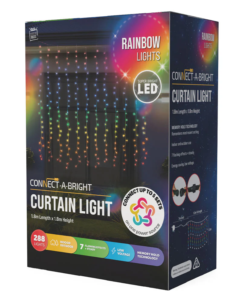 Flash Connectable Rainbow LED Curtain 1.8m - Image 6