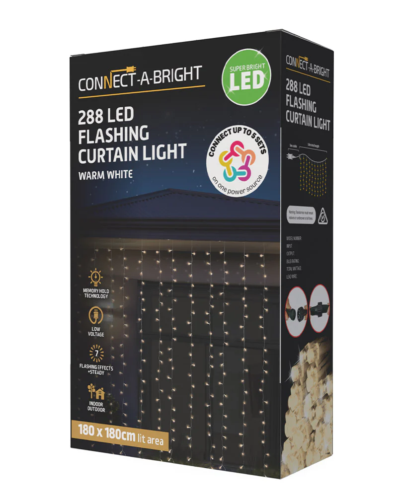 Flash Connectable Warm LED Curtain 1.8m - Image 3