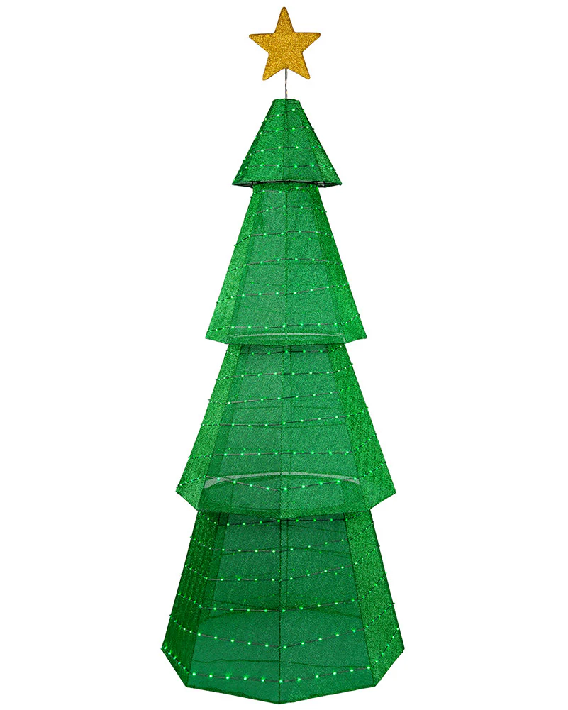 Flashing 4 Tier Green Mesh Tree LED Christmas Light 1.8m - Image 2