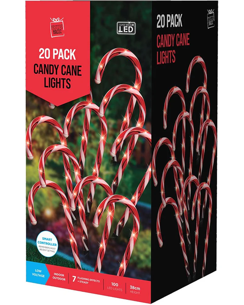 Flashing Candy Canes Christmas LED Path Lights Pack of 20 - Image 4