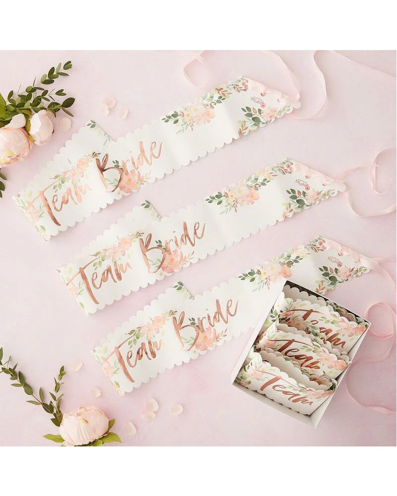 Floral Hen Party Team Bride Sashes Pack of 6 - Image 2