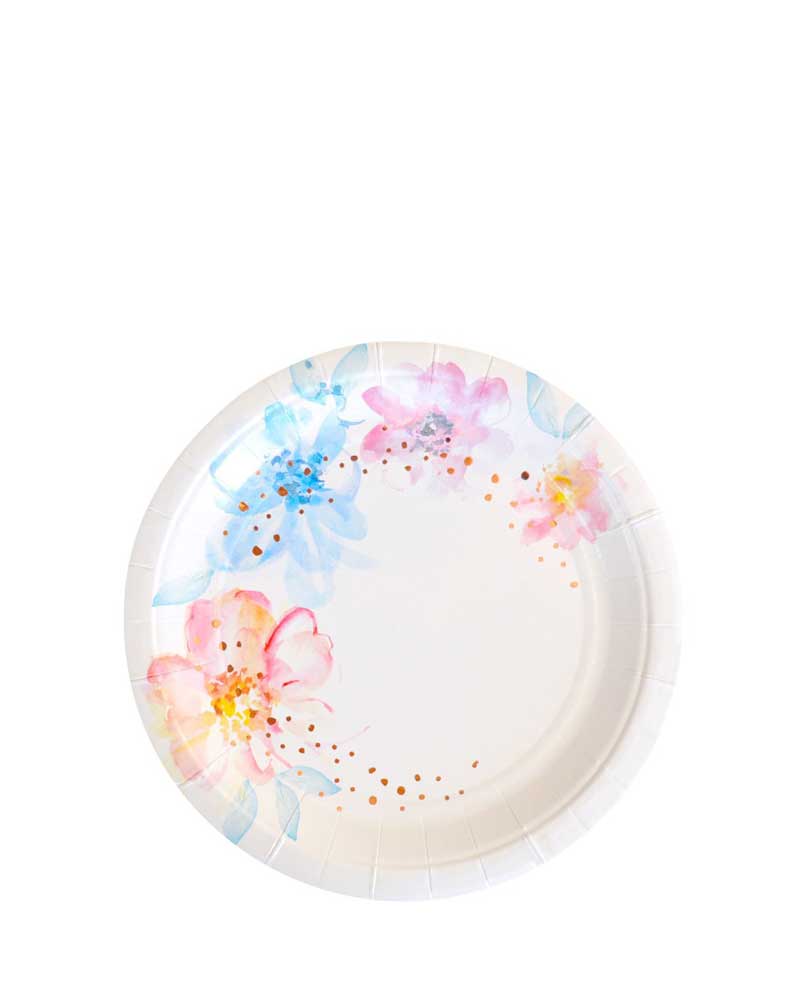 Floral Rose Gold 18cm Paper Plates Pack of 10 - Image 2