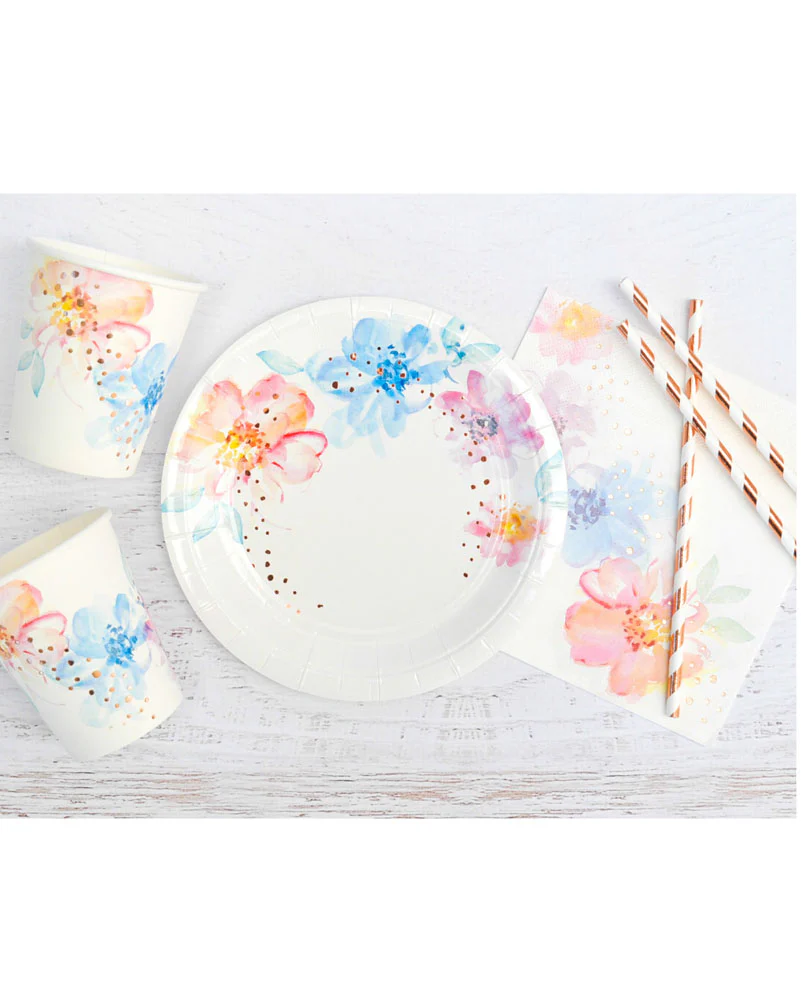 Floral Rose Gold 266ml Paper Cup Pack of 10