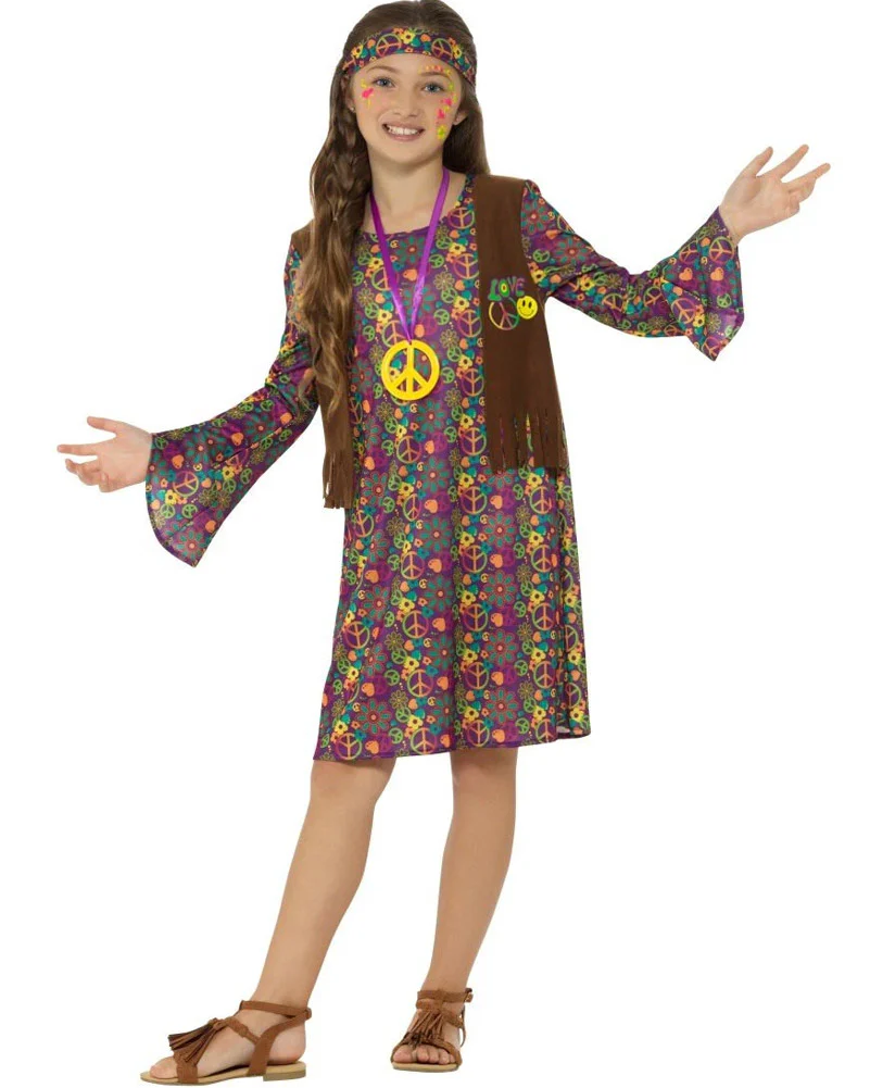 60s Flower Hippie Girls Costume - Image 4