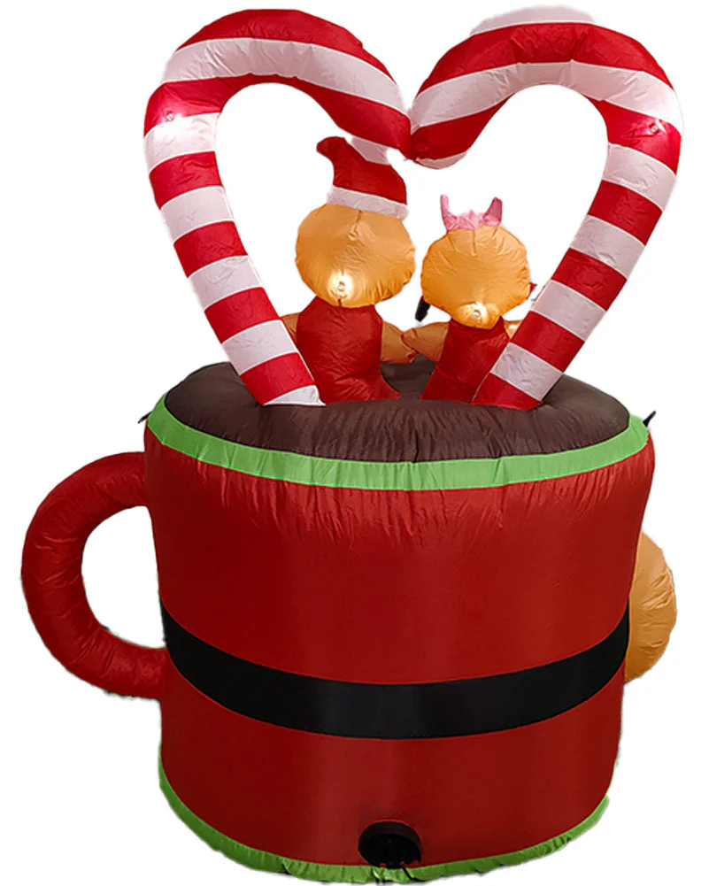 Gingerbread Couple Santa Suit Cocoa Mug Christmas Lawn Inflatable 1.5m - Image 3