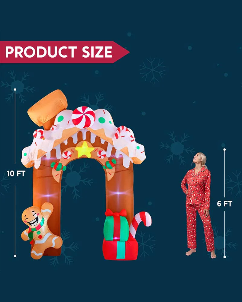 Gingerbread House Archway Christmas Lawn Inflatable 3m - Image 8