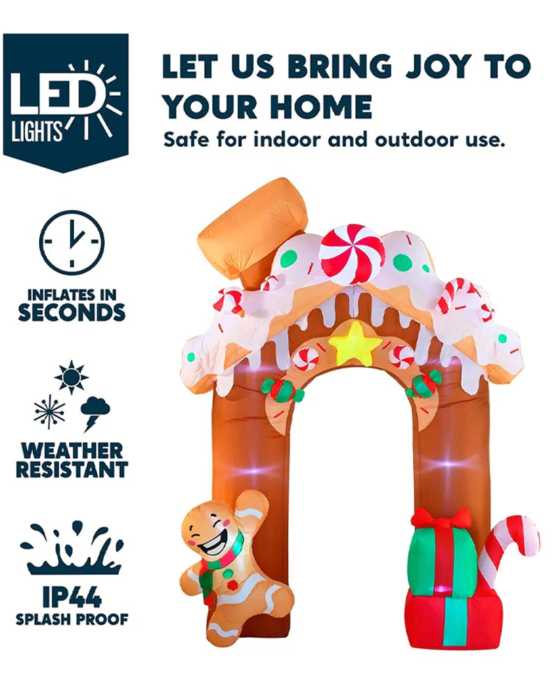 Gingerbread House Archway Christmas Lawn Inflatable 3m - Image 9