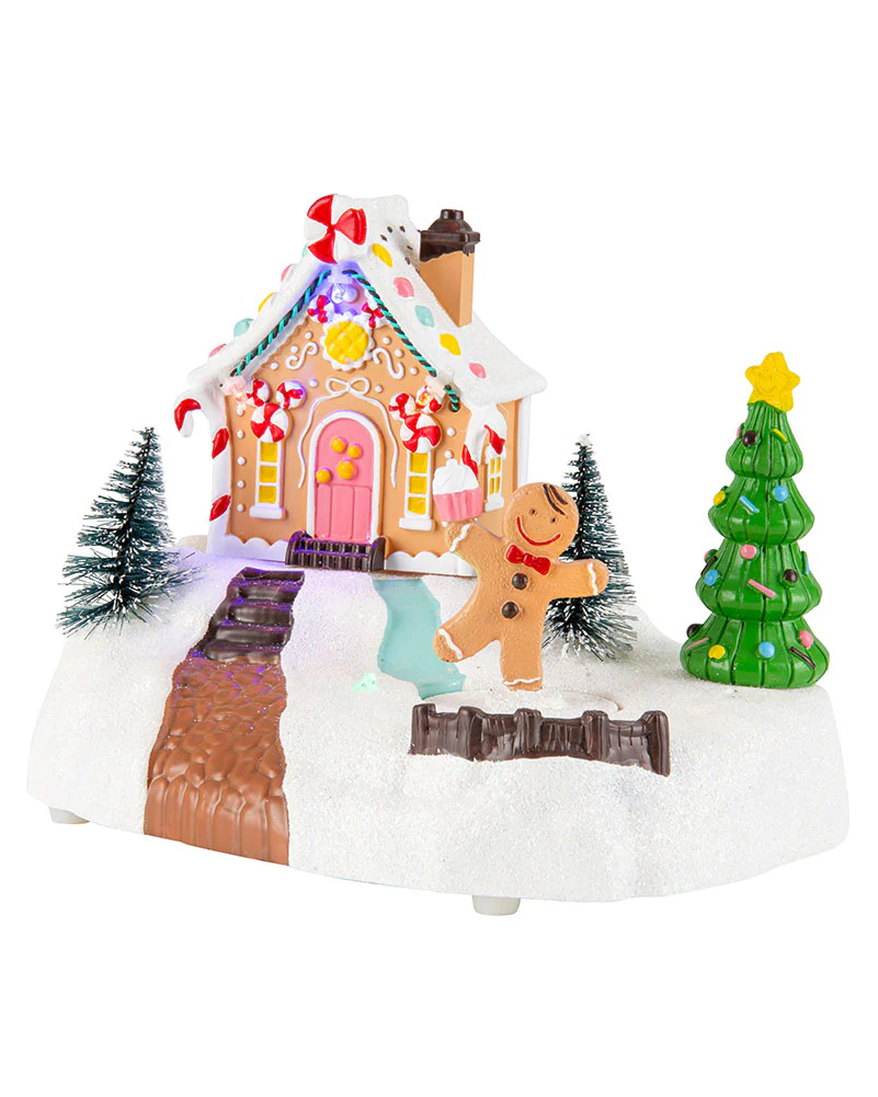 Gingerbread House Musical LED Christmas Decoration 20cm with USB - Image 3