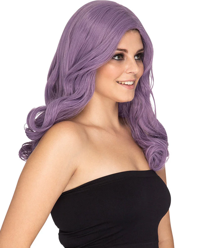 Glamour Deluxe Ashes of Violets Purple Long Wavy Wig - Image 3