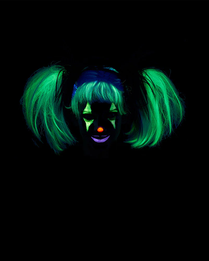 Glow in the Dark Punk Black and Grey Pigtails Wig - Image 2