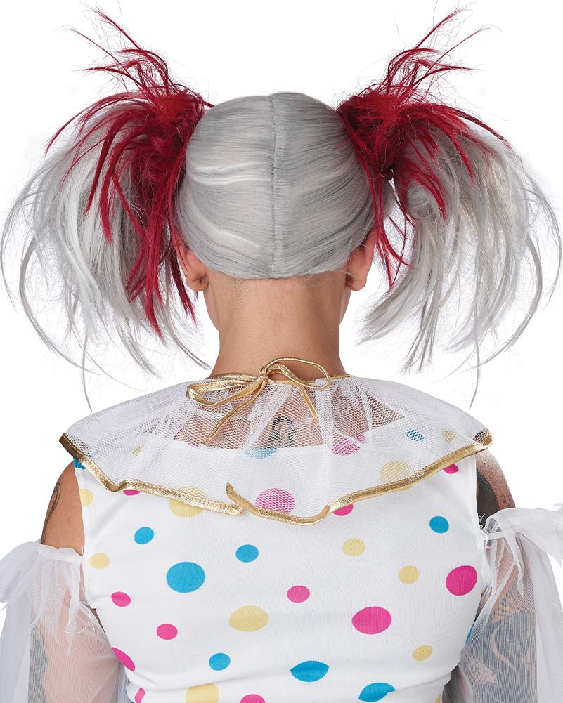 Glow in the Dark Punk Red and Grey Pigtails Wig - Image 5