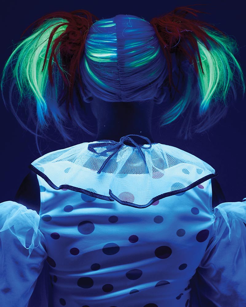 Glow in the Dark Punk Red and Grey Pigtails Wig - Image 6