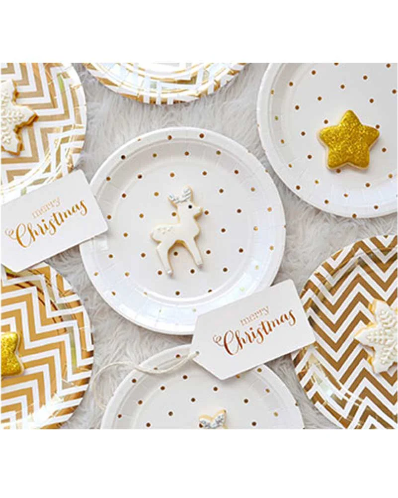 Gold Chevron 18cm Paper Plates Pack of 10 - Image 5