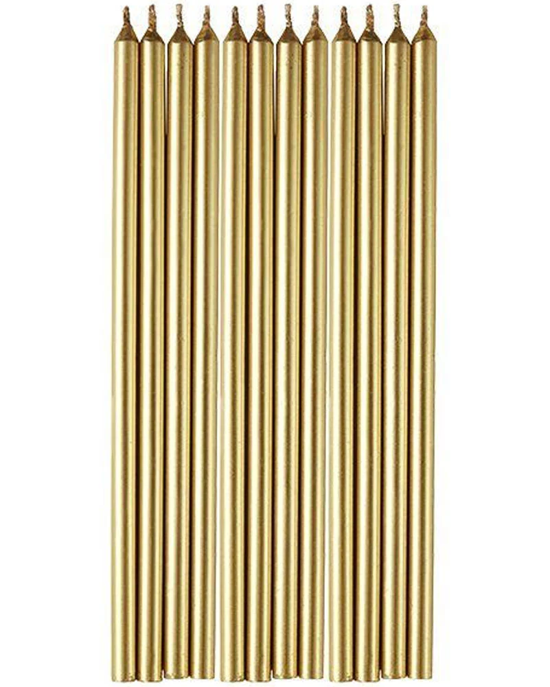 Gold Dinner Candles Pack of 12