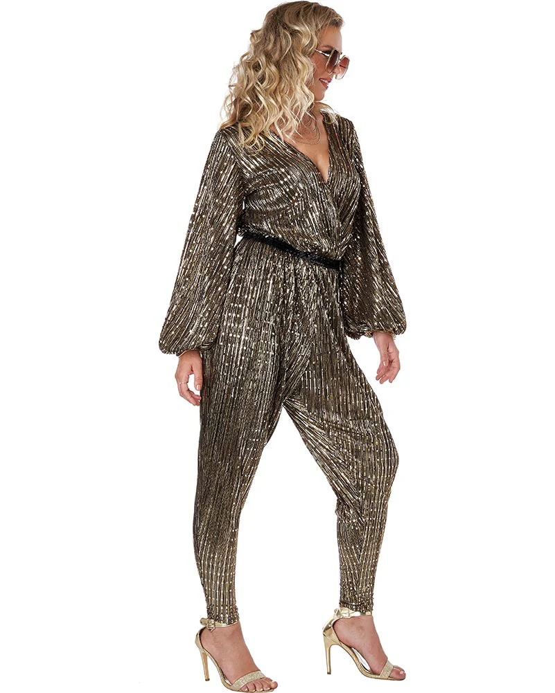 70s Gold Disco Queen Womens Costume - Image 2