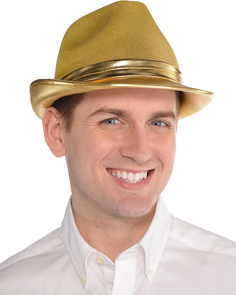 Gold Fedora Hat - Image 2