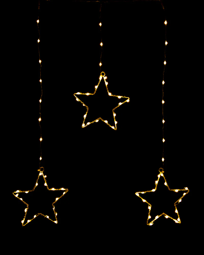 Gold LED Wire Star Curtain 1.2m - Image 2