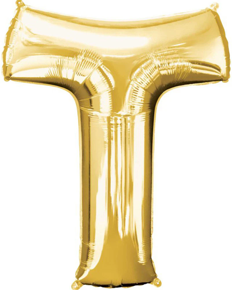 Gold Letter T Supershape 86cm Balloon