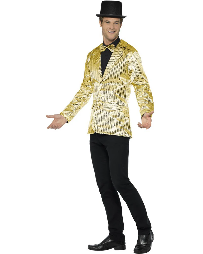Gold Sequin Jacket Mens Costume - Image 3