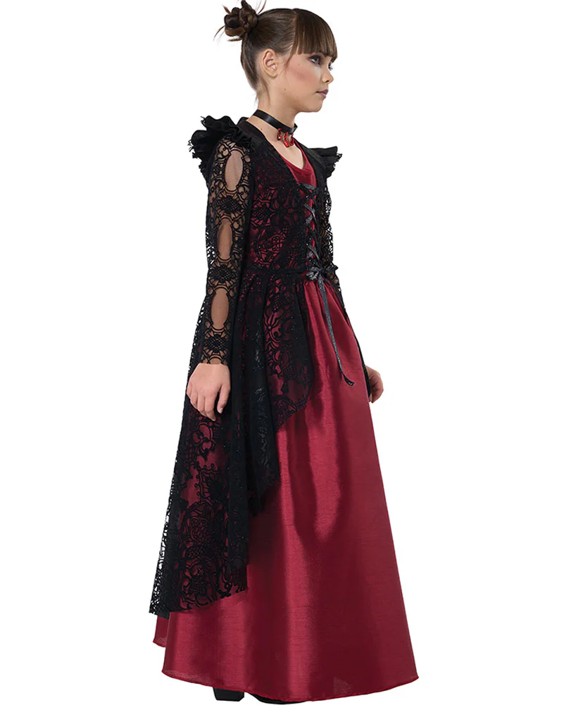 Gothic Lace Vampire Deluxe Girls Costume - Image 3