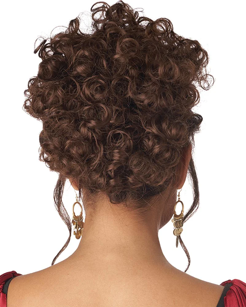 Greco Roman Goddess Curly Brown Clip On Wig - Image 3
