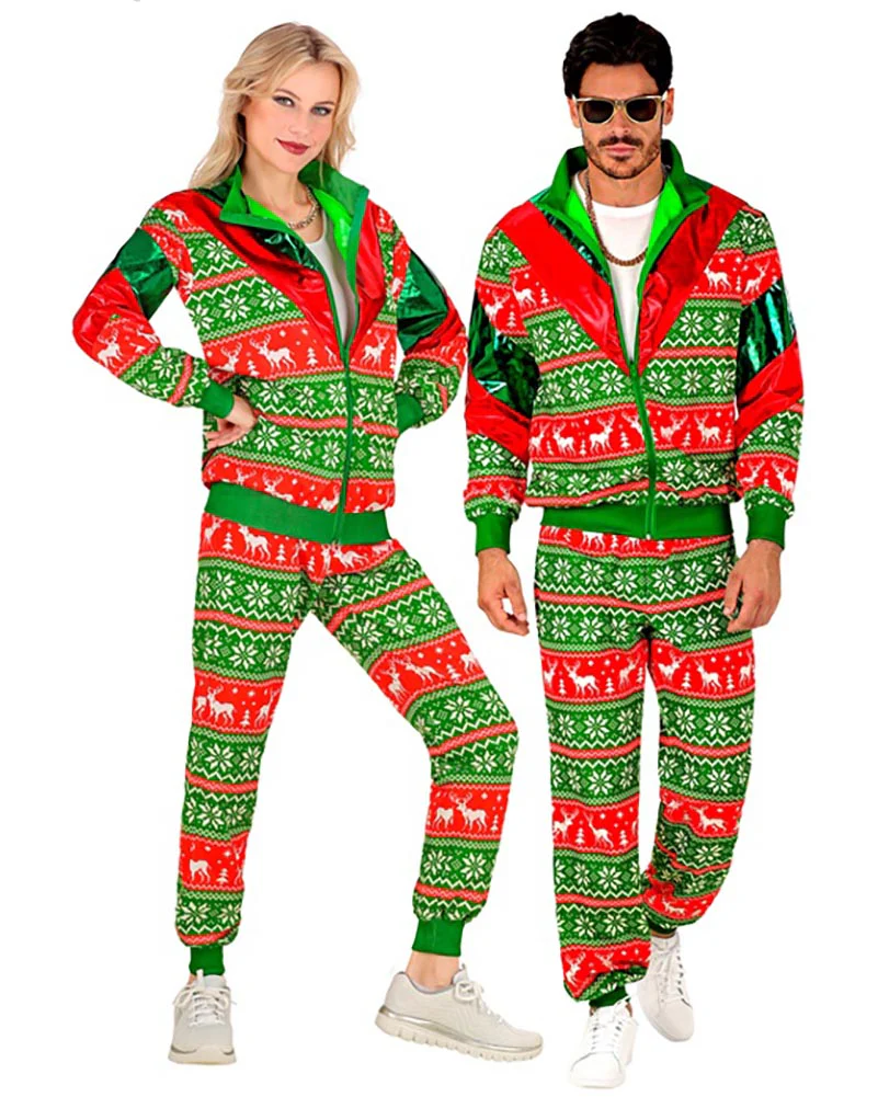 Green and Red Merry Christmas Adult Tracksuit