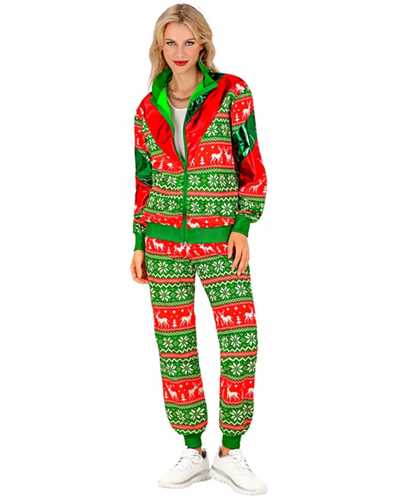 Green and Red Merry Christmas Adult Tracksuit - Image 3