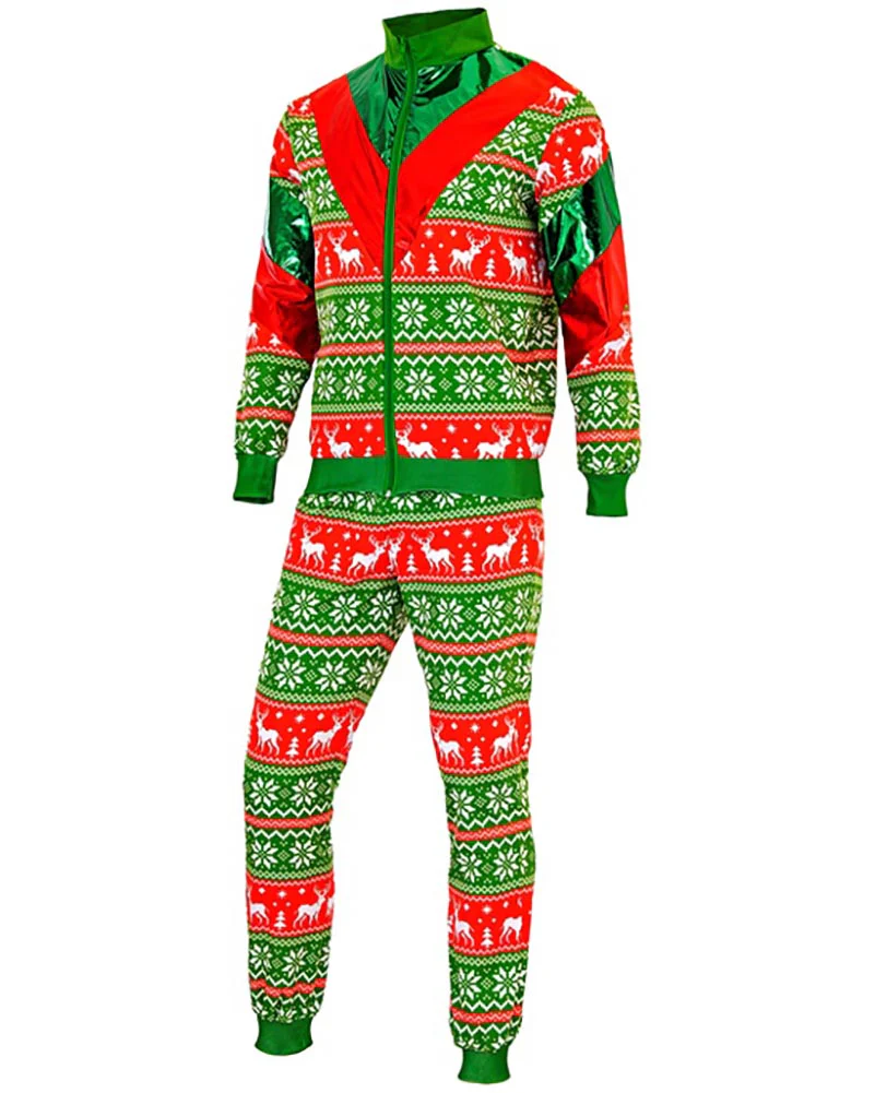 Green and Red Merry Christmas Adult Tracksuit - Image 4