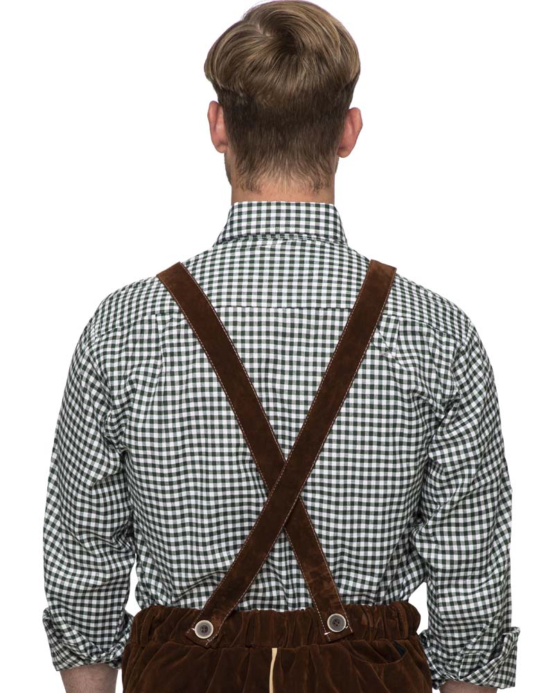 Green Check Oktoberfest Plus Size Mens Cotton Shirt - Image 3