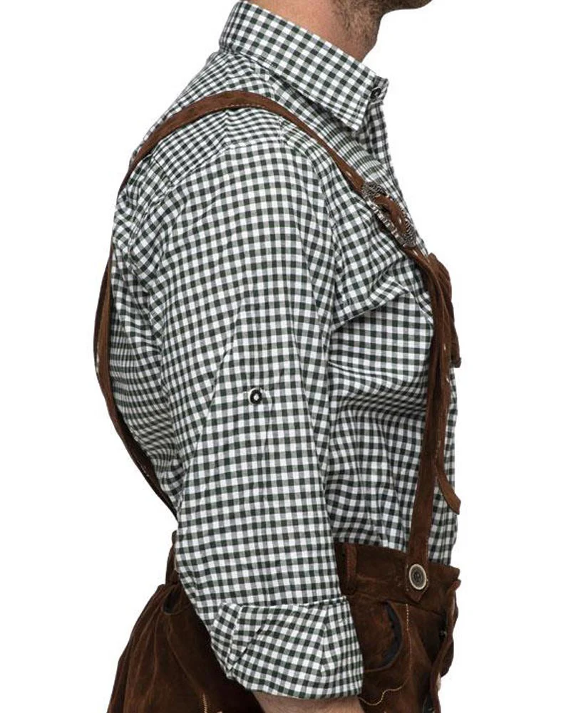 Green Check Oktoberfest Plus Size Mens Cotton Shirt - Image 4