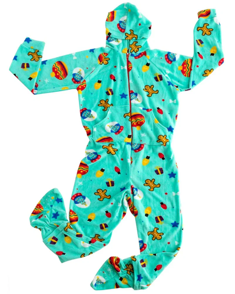 Green Christmas Cartoon Adults Onesie - Image 3