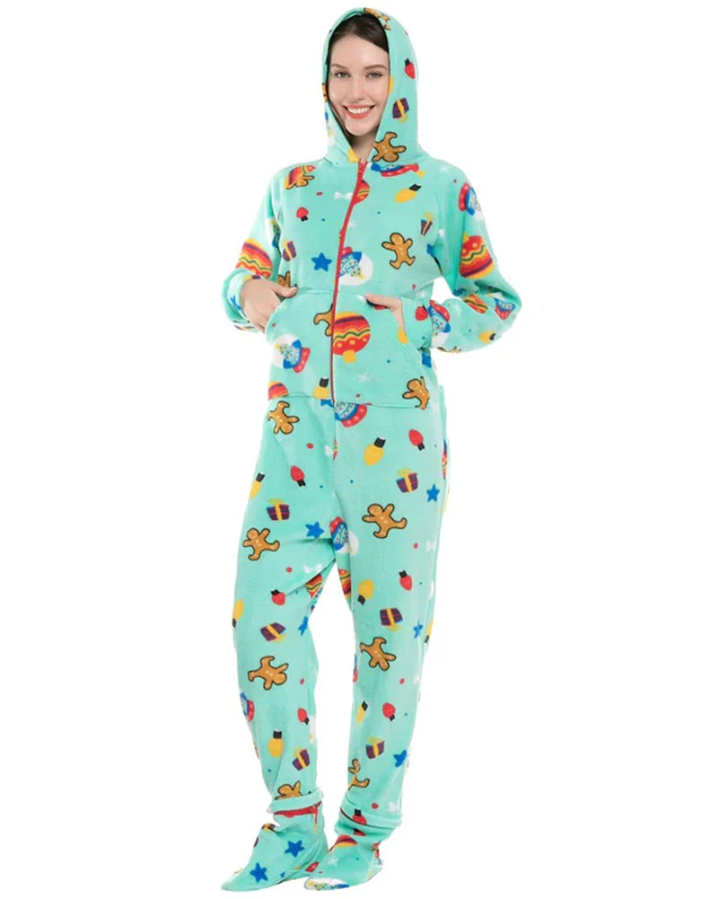 Green Christmas Cartoon Adults Onesie - Image 4