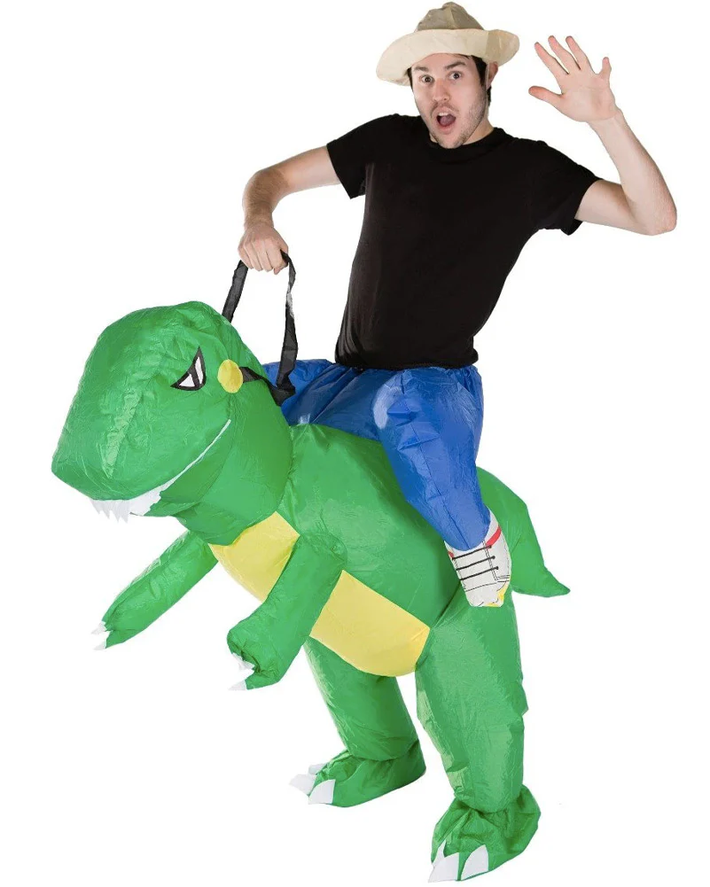 Green Dinosaur Inflatable Adult Costume - Image 4