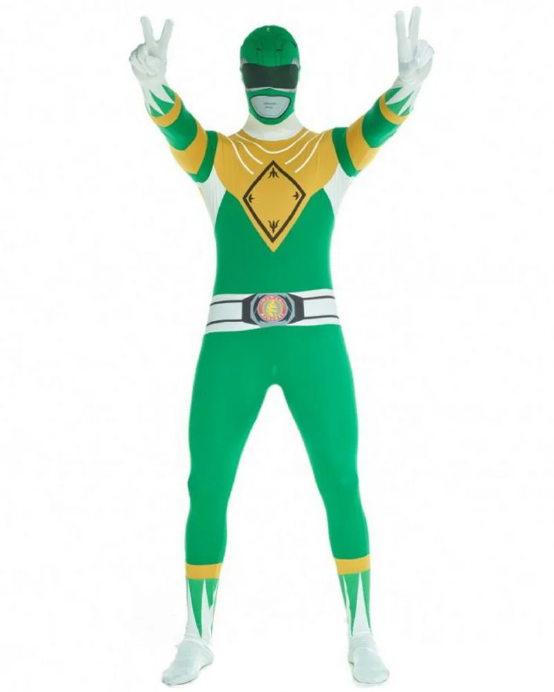 Green Power Rangers Morphsuit Adult Costume - Image 3