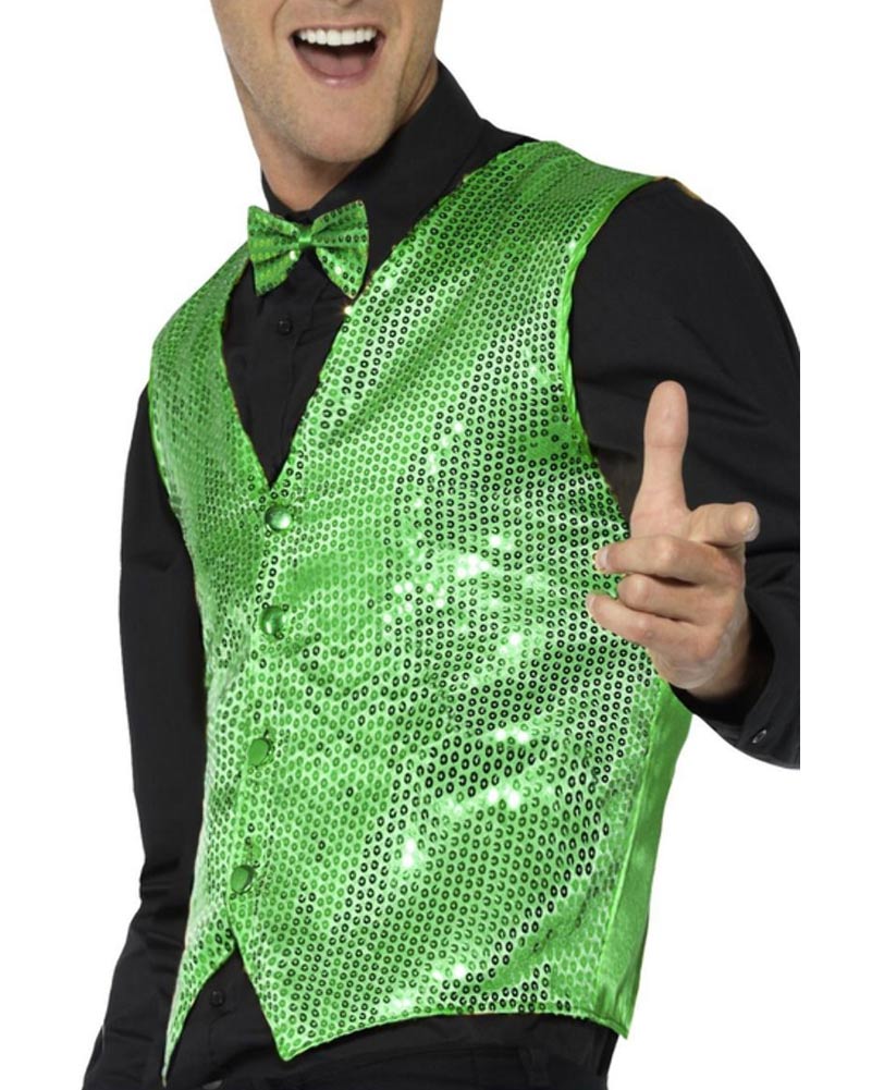 Green Sequin Waistcoat - Image 3