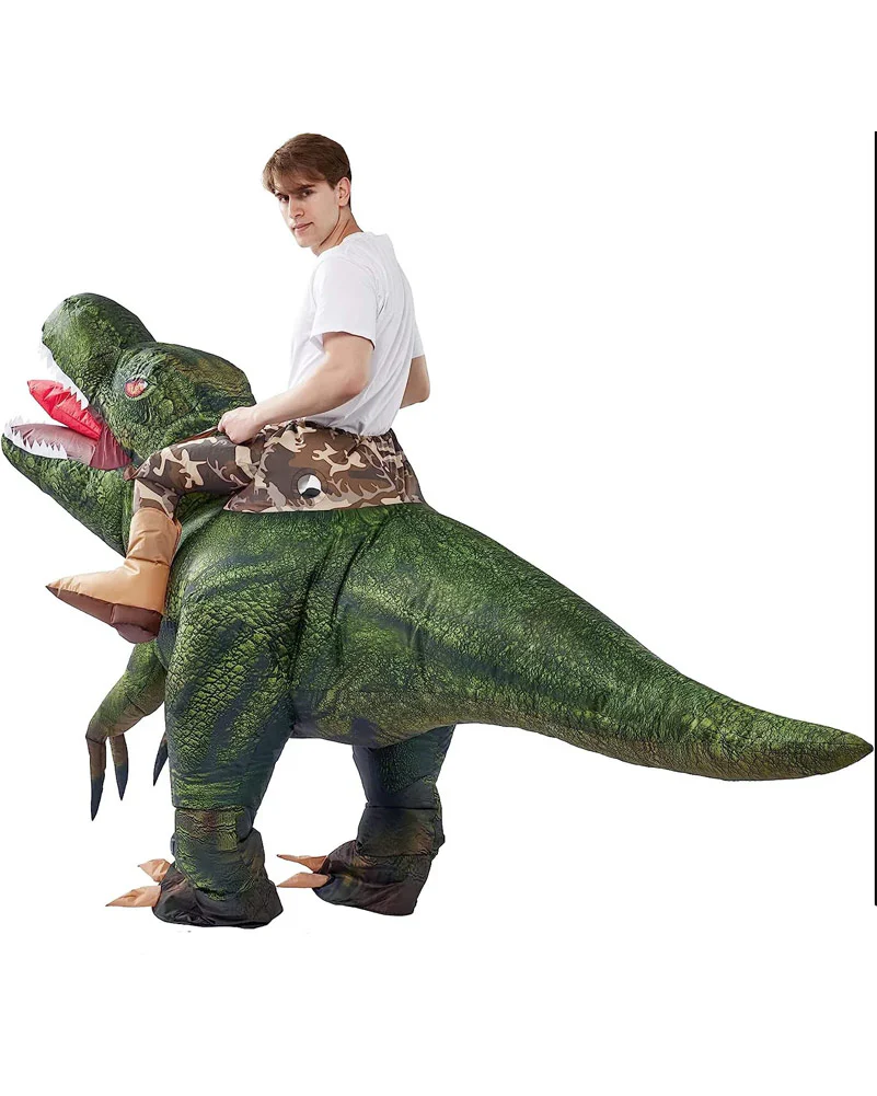 Green T-Rex Ride-On Inflatable Adult Costume - Image 2