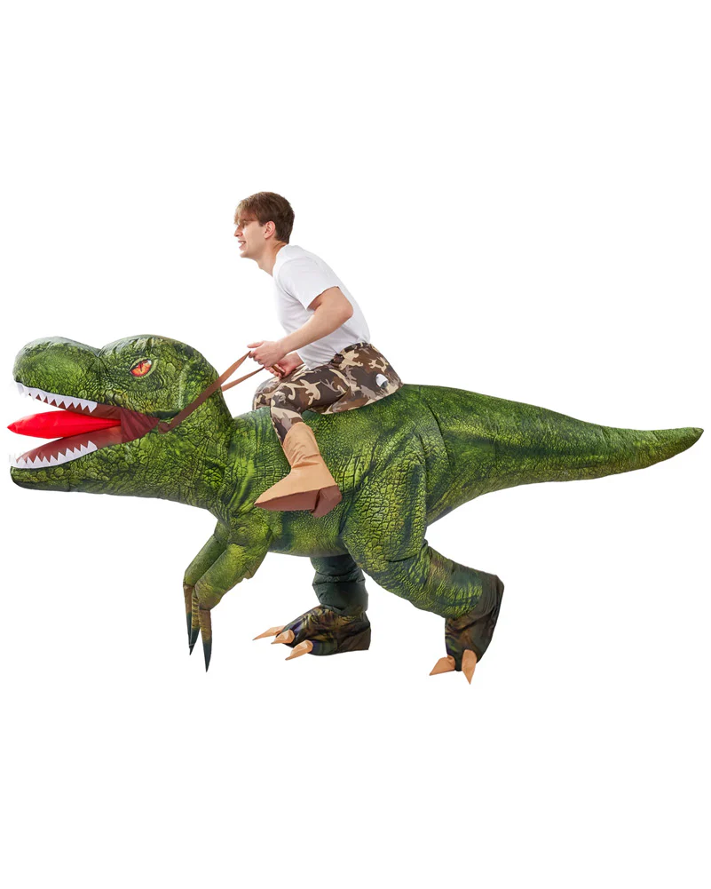 Green T-Rex Ride-On Inflatable Adult Costume - Image 3