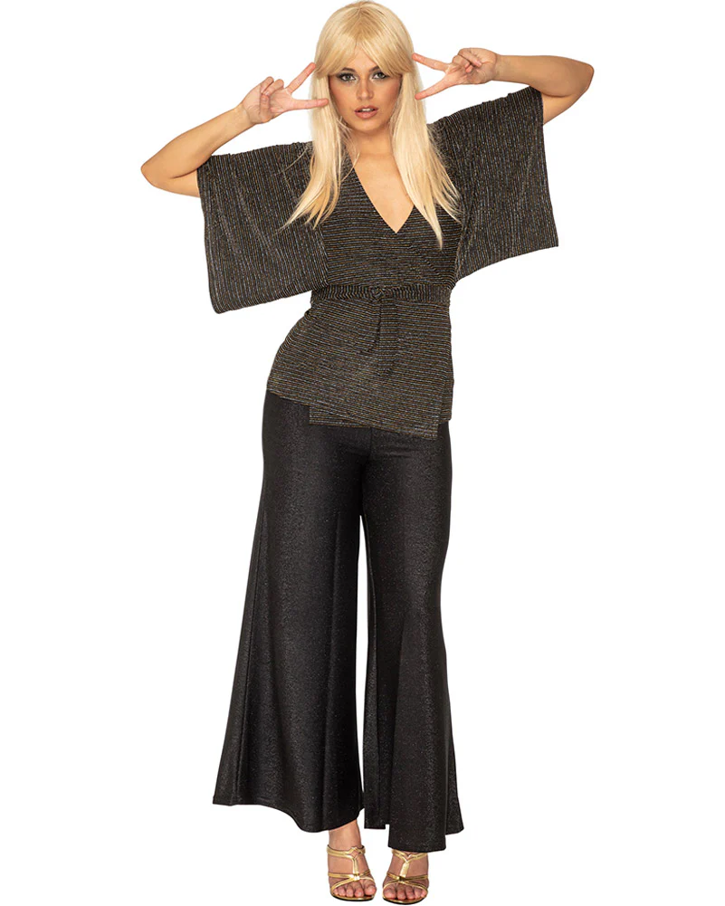 Groovy Lurex 70s Plus Size Womens Wrap Shirt - Image 5