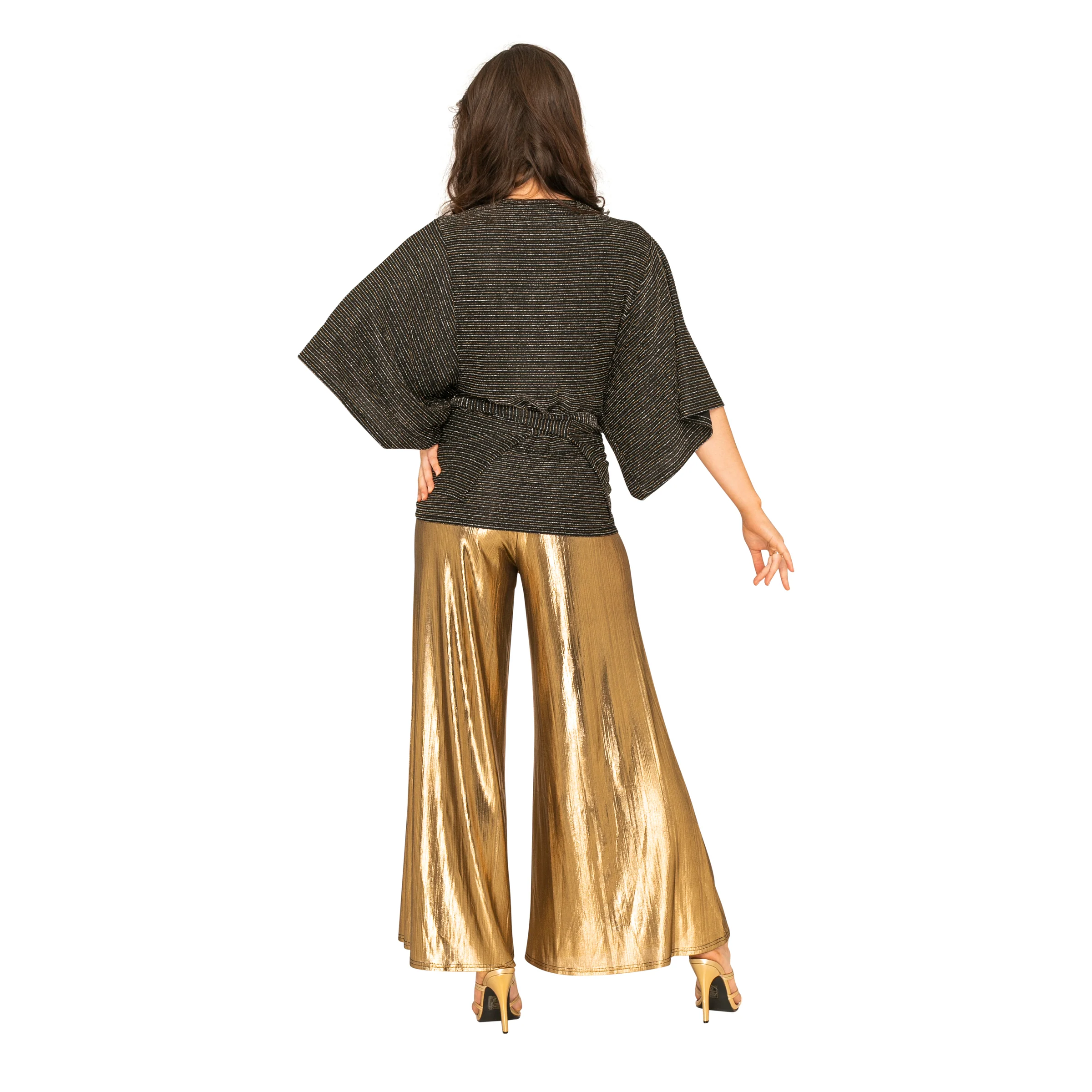 Groovy Lurex 70s Womens Wrap Shirt - Image 4
