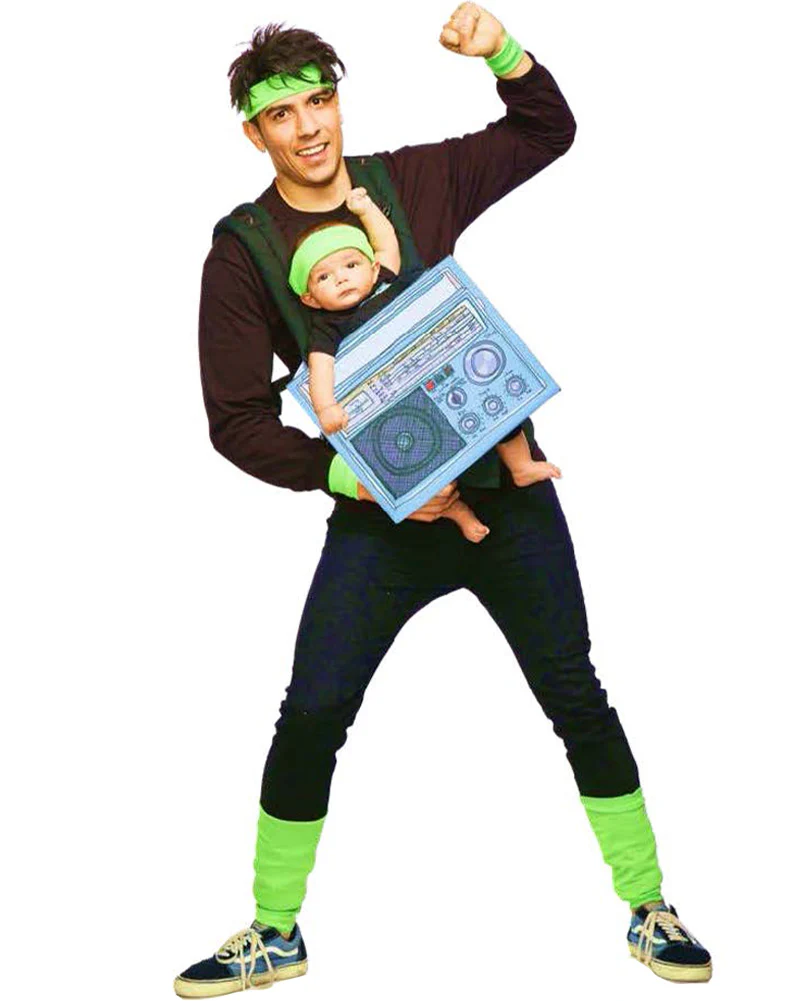 80s Gym Instructor and Boombox Baby and Me Adult Costume - Image 2