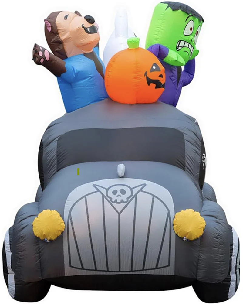 Halloween Ghouls in Hearse Lawn Inflatable 1.8m - Image 2