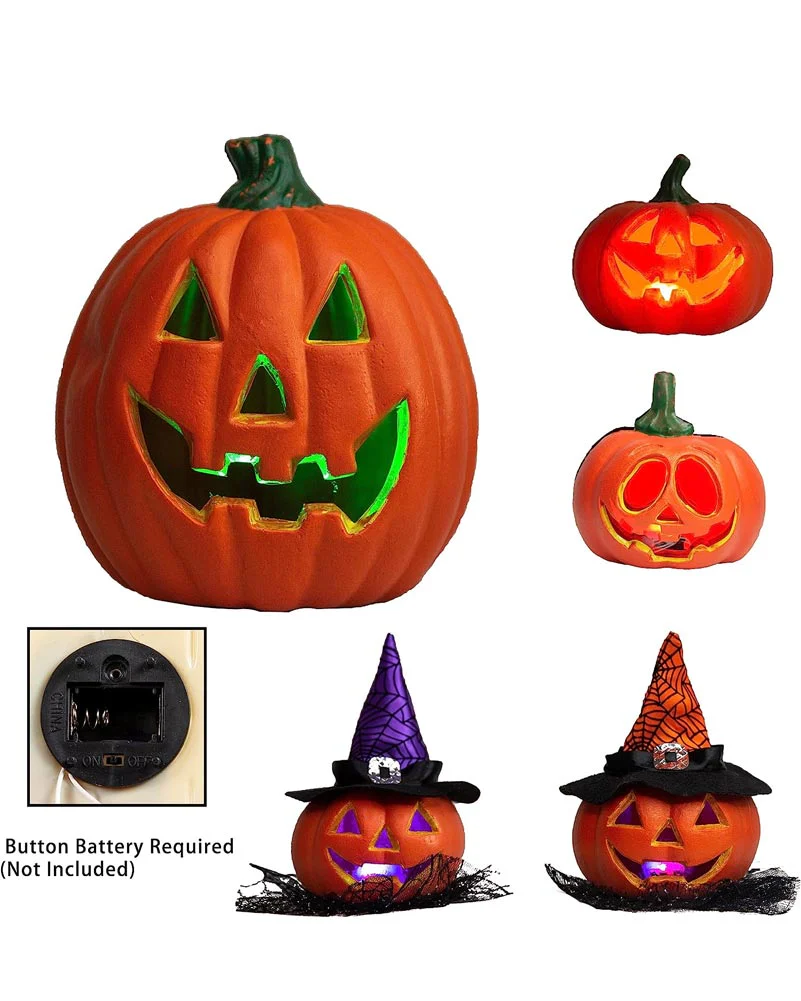 Halloween Pumpkin Light Up Decoration Pack of 5 - Image 5