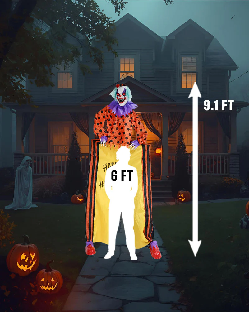 Hanging Clown Curtain Animated Decoration 2.8m - Image 3