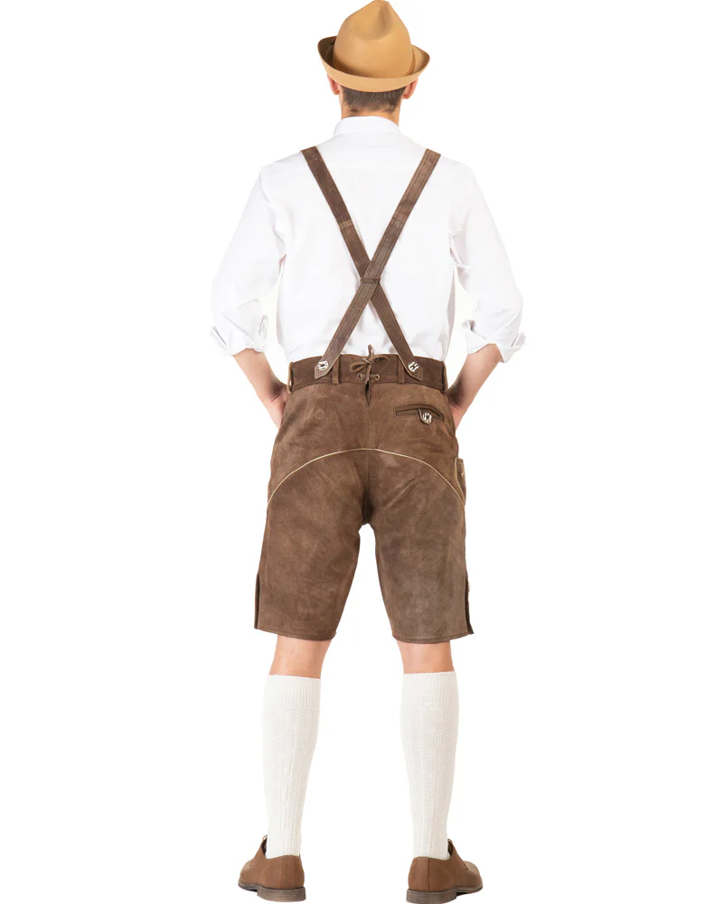 Hans Authentic Leather Lederhosen Mens Costume - Image 3