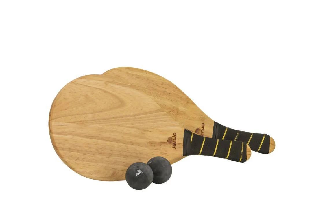 Hardwood Frescobol Beach Paddle Ball Set with Bag - Image 2