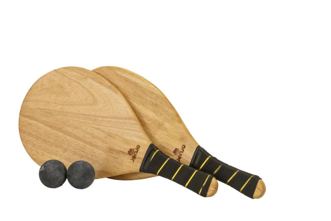 Hardwood Frescobol Beach Paddle Ball Set with Bag - Image 3